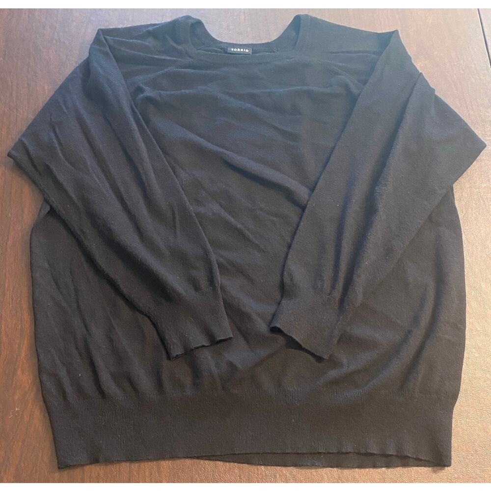 Torrid Black Dolman Sleeve Sweater Size 3 (22/24) Lightweight Knit Pullover Soft